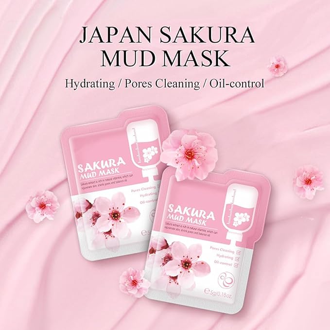 Skin Care Sets & Kits, Sakura Skin Care For Teenage Girls,Pamper Sets For Women Gifts,Skincare Set,Cream,Serum,Toner,Cleanser,Eye Mask,Sleep Mask,Mud Mask,Lip Mask (One Size, Sakura-Skin Care Kits-A)